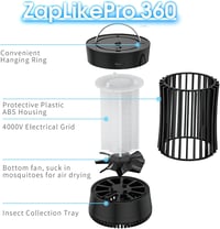 AICase 2 az 1-ben Elektromos Szúnyogirtó Lámpa - Újratölthető UV Rovarcsapda Ventilátorral, Kempingezéshez, Kertbe, Otthonra, 100-150m² Ható 2