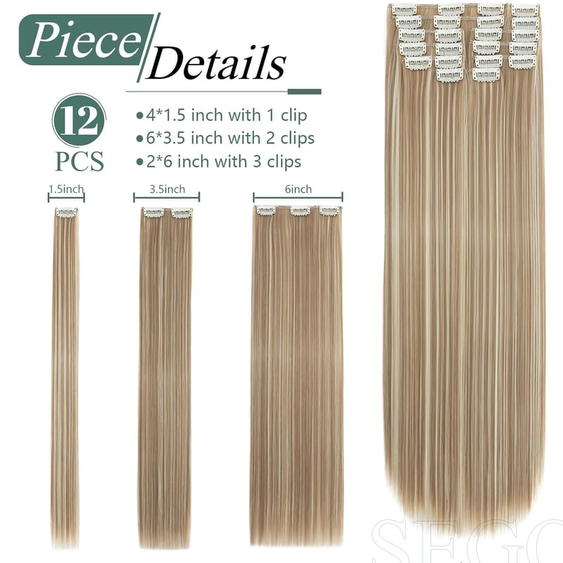 Szőke SEGO hajhosszabbítás - 12 tincses, 55 cm-es csatos póthaj