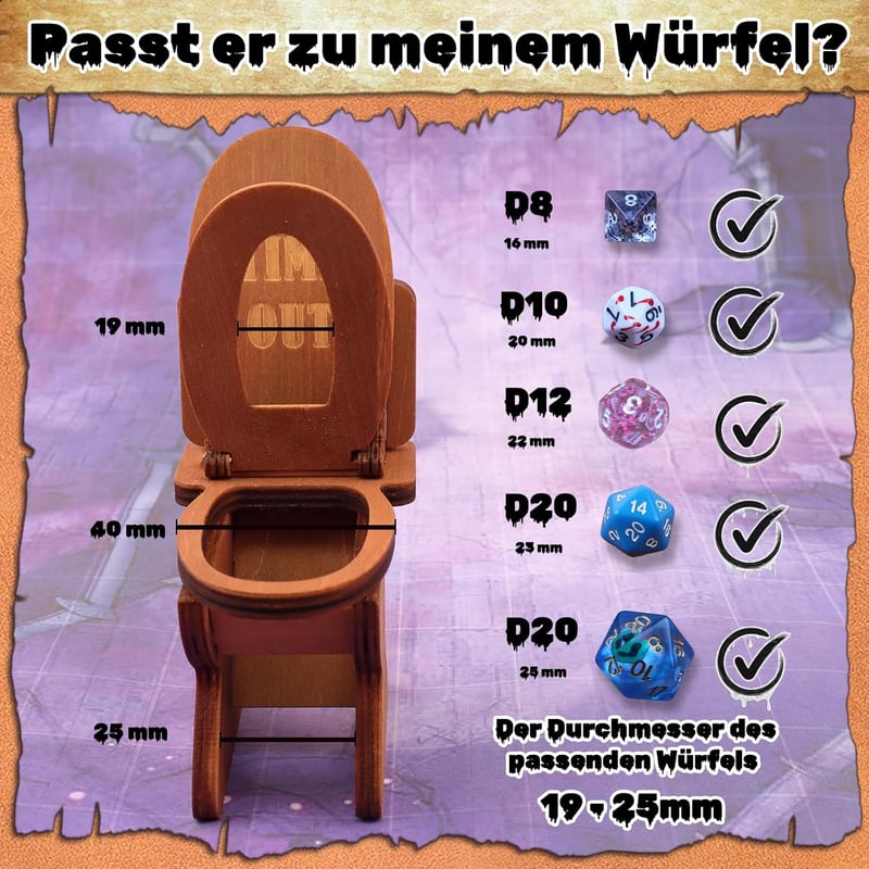 Byhoo D&D Kocka Börtön Szégyenszékkel - Fa Szerepjáték Kiegészítő Rosszul Teljesítő Dobókockáknak - Vicces Társasjáték Kellék