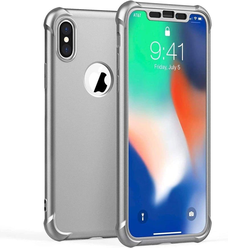 iPhone X/XS Szürke Szilikon Védőtok + 2db Edzett Üvegfólia Szett