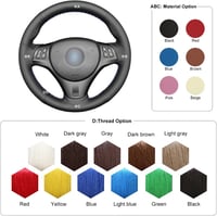 Husă volan MEWANT din piele ecologică neagră/velur, antiderapantă, personalizabilă, pentru modelele BMW E90 320i 325i 330i 335i E87 120i 130i 120d 5