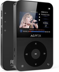 AGPTEK 64GB MP3 Lejátszó Bluetooth 5.3 - 2,3" Színes Kijelzővel, Fejhallgatóval, 128GB Bővíthető, FM Rádió, Lépésszámláló, 750mAh, Fekete 1