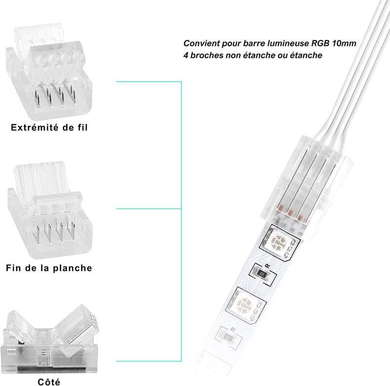 GTIWUNG 10 méteres LED hosszabbító kábel 4-tűs csatlakozóval, 5050 3528 2835 LED szalagokhoz, forrasztásmentes RGB kompatibilis DIY megoldás
