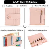 TAN.TOMI Női Mini Pénztárca Rózsaszín - Többrekeszes Kártyatartó Csatos Zárral 6