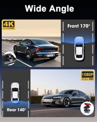 Vtopek 4K Autós Menetrögzítő 12" IPS Érintőképernyővel - Tükör Dashcam WiFi, 64GB, 1080P Tolatókamera, Éjjellátó, G-szenzor 6