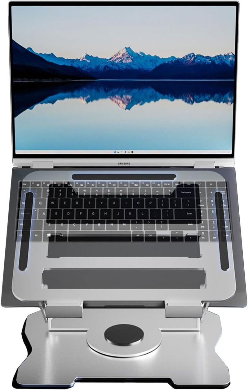 MacBook és laptop állvány 360°-ban forgatható, állítható magasságú, 17"-ig