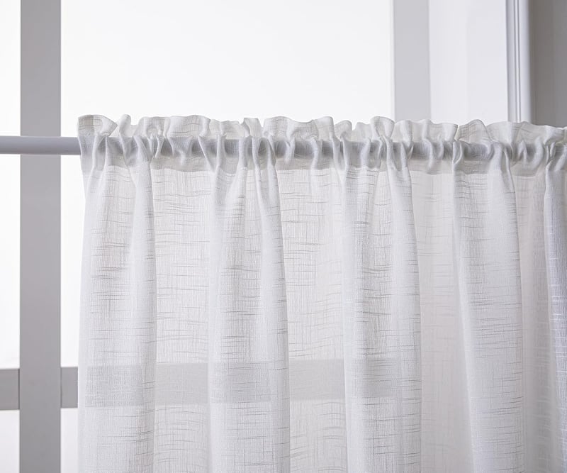 NSXIN Fehér Félátlátszó Vitrázs Függöny Szett Konyhába, Nappaliba - 60x90 cm, 2 db