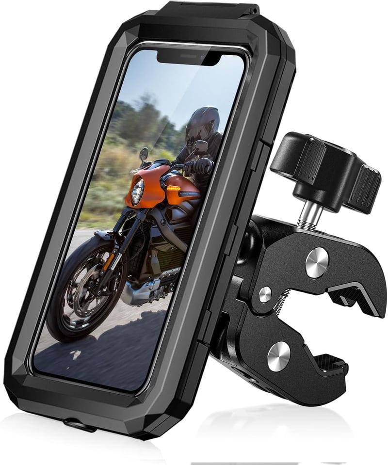 LUROON Vízálló Telefontartó Motorkerékpárra és Kerékpárra - 360° Forgatható Univerzális Tartó 5.5-7.0" Okostelefonokhoz, Rezgéscsillapítássa