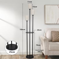 Rayofly Modern Állólámpa Három Fényforrással - Dimmerelhető, Len Lámpaernyővel, Polccal és Lábkapcsolóval - Nappali, Hálószoba, Iroda, Feket 6