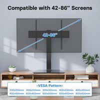 BONTEC Forgatható TV Állvány 42-86 Colos LCD LED OLED Lapos és Ívelt Televíziókhoz - Állítható Magasságú Edzett Üveg Talp, 50 kg Teherbírás, 2
