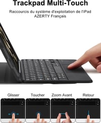 FOGARI iPad Pro 11/Air 5/Air 4 Bluetooth Billentyűzet Tok Érintőpaddal - Mágneses Vezeték Nélküli AZERTY Francia Kiosztás, Fekete 6