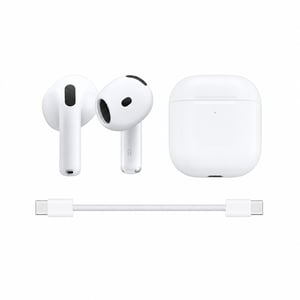 Bezdrôtové slúchadlá Apple AirPods 4 s aktívnym potlačením hluku, adaptívnym zvukom, prispôsobené – prepojené s účtom (stav: pozri 2. obrázok)