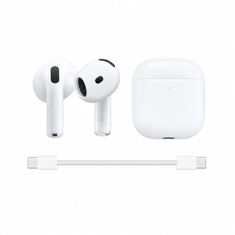 Bezdrôtové slúchadlá Apple AirPods 4 s aktívnym potlačením hluku, adaptívnym zvukom, prispôsobené – prepojené s účtom (stav: pozri 2. obrázok)