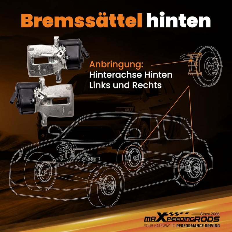 maXpeedingrods Hátsó Féknyereg Szett VW Passat 3C B6 CC, Tiguan 5N, Sharan 7N és Audi Q3 Modellekhez - Bal 5N0615403 Jobb 5N0615404