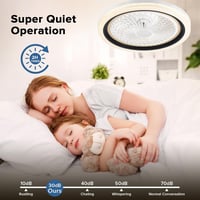 NACATIN Fekete Mennyezeti Ventilátor LED Világítással - Távirányítós Akril Lámpa Fokozatmentes Fényerő és Sebesség Szabályozással Hálószobáb 4