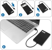 GINTOOYUN 2,5" HDD/SSD Külső Ház - USB 3.0 Szuper Gyors SATA III Merevlemez Tok Laptophoz és PC-hez, LED Kijelzővel, Fekete 2