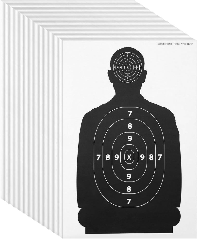 LÖ Lőlap készlet - 50 db fekete-fehér sziluett, 43x63 cm, légfegyverekhez és airsoft fegyverekhez