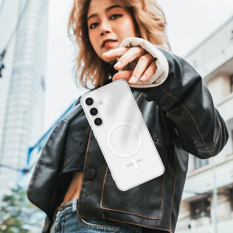 Samsung Galaxy S24 Plus mágneses átlátszó tok, MagSafe kompatibilis, ütésálló védelem