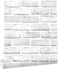 myforHD Öntapadós Tégla Mintás Tapéta - Vintage Fehér Fal Dekoráció, Vízálló PVC Matrica Bútorokra, Falra, Ajtóra (45 x 300 cm) 1