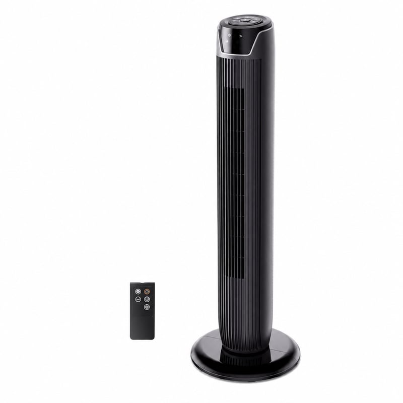 Stĺpový ventilátor Midea FZ10-17JR s diaľkovým ovládaním, 92 cm, čierny, LED displej, 3 rýchlosti, 7 – chybný, na náhradné diely (stav: pozri 2. obrázok)