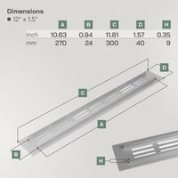 Vent Systems Alumínium Szellőzőrács 40x300 mm - Ezüst Légbeömlő Nyílás Beltéri/Kültéri Használatra, Fűtés-Hűtés Rendszerekhez 3