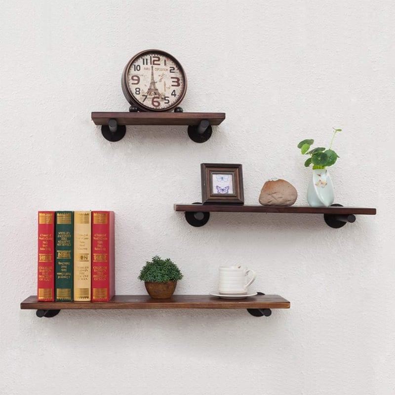 Fekete négyzet alakú fali polctartó konzol 30 cm - 2 db, DIY polcokhoz