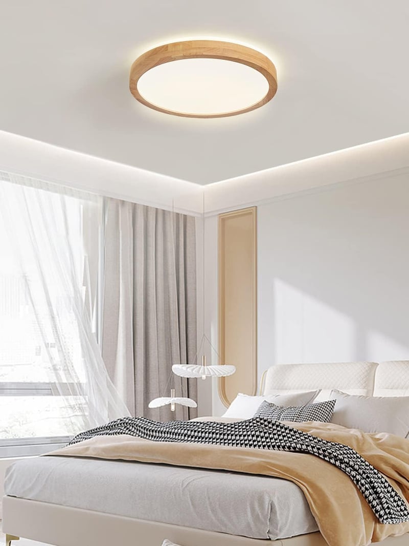 Baerolc Fa LED Mennyezeti Lámpa 40cm - Távirányítós, Fényerőszabályozható, 32W, 3000K-6000K, Kerek Világítás Hálószobába, Irodába, Konyhába
