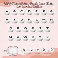 FZIIVQU 1450 db-os Fehér Betűgyöngy Készlet Karkötőkhöz és DIY Ékszerkészítéshez 3