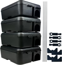 Roshield Pro Box 4 Egér- és Patkánycsapda Szett - Kültéri és Beltéri Rágcsálóirtó Dobozok, Fekete, 4 db 1