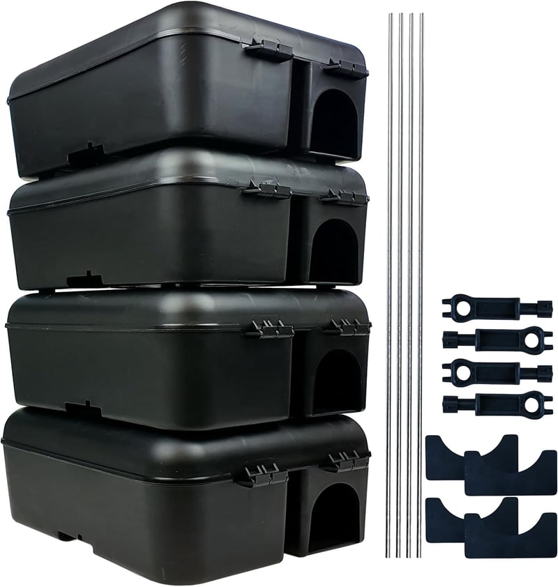 Roshield Pro Box 4 Egér- és Patkánycsapda Szett - Kültéri és Beltéri Rágcsálóirtó Dobozok, Fekete, 4 db
