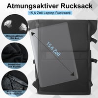 hk Rolltop Vízálló Hátizsák 27L - 15,6" Laptoptartóval, USB Porttal - Könnyű, Lopásbiztos Utazó/Iskolatáska Férfiaknak és Nőknek - Fekete 4