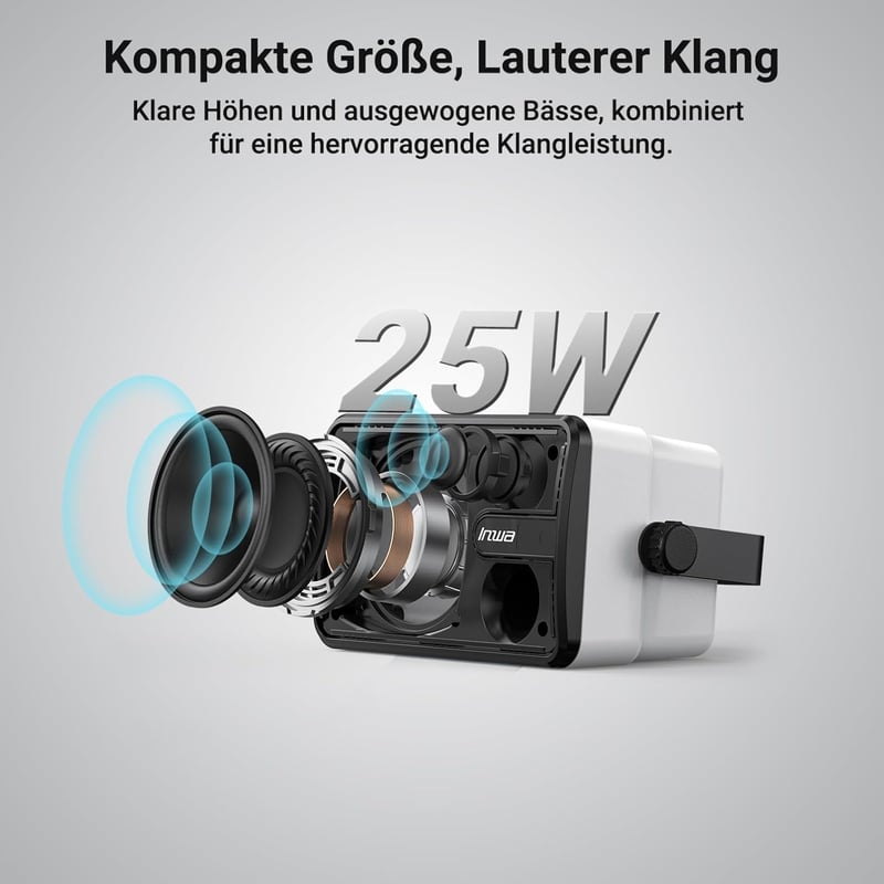 Inwa Bluetooth Kültéri Hangszóró, 250W Vezeték Nélküli Hangrendszer, IPX5 Vízálló, Falra Szerelhető, 2db Szinkronizálható Hangszóró Távirány
