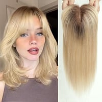 EMMOR Női Hajpótló Paróka - Valódi Haj, 150% Sűrűség, Selyem Alap, 3 Csipesszel, 14 Hüvelyk/35,5 cm, Hajhullás és Ritkulás Ellen 1