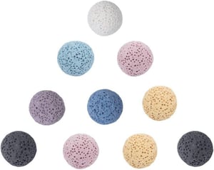 10 bucăți mărgele din rocă vulcanică naturală colorată de 15,5 mm, fără gaură, pentru pandantive difuzor de uleiuri esențiale și coliere de armonie