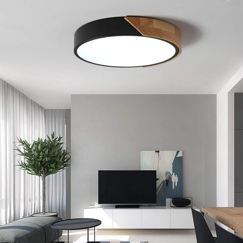 minifair Kerek Háromszínű LED Mennyezeti Lámpa 60cm - Fekete Süllyesztett Kivitel, Távirányítós Fényerőszabályzóval, 24W, 288 Lumen