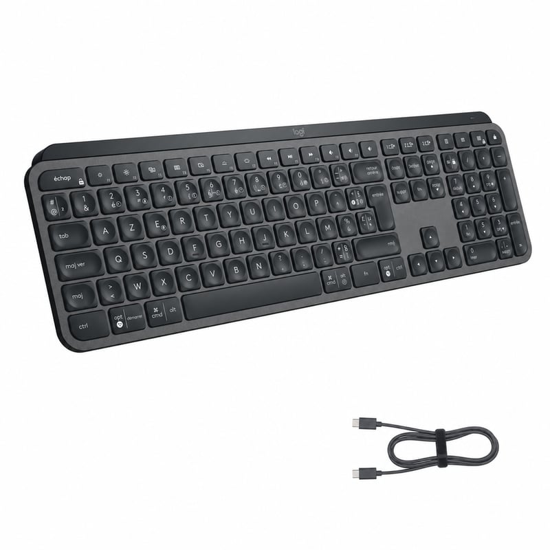 Bezdrôtová klávesnica Logitech MX Keys, Bluetooth, podsvietenie, grafitová — bez USB prijímača (stav: pozri 2. obrázok)