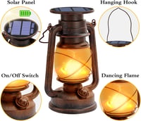 Fortand vintage napelemes LED lámpás, lángeffekttel - 2 db kerti függő lámpa 3