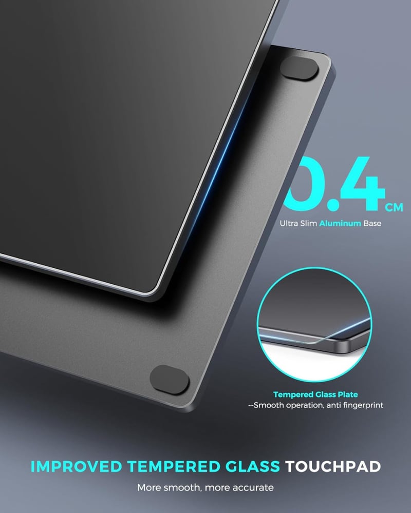 seenda Érintőpad PC-hez - Edzett Üveg Felületű Vezetékes Trackpad Alumínium Alappal, Nagy Pontosságú Navigáció Windows 10/11 Rendszerekhez (