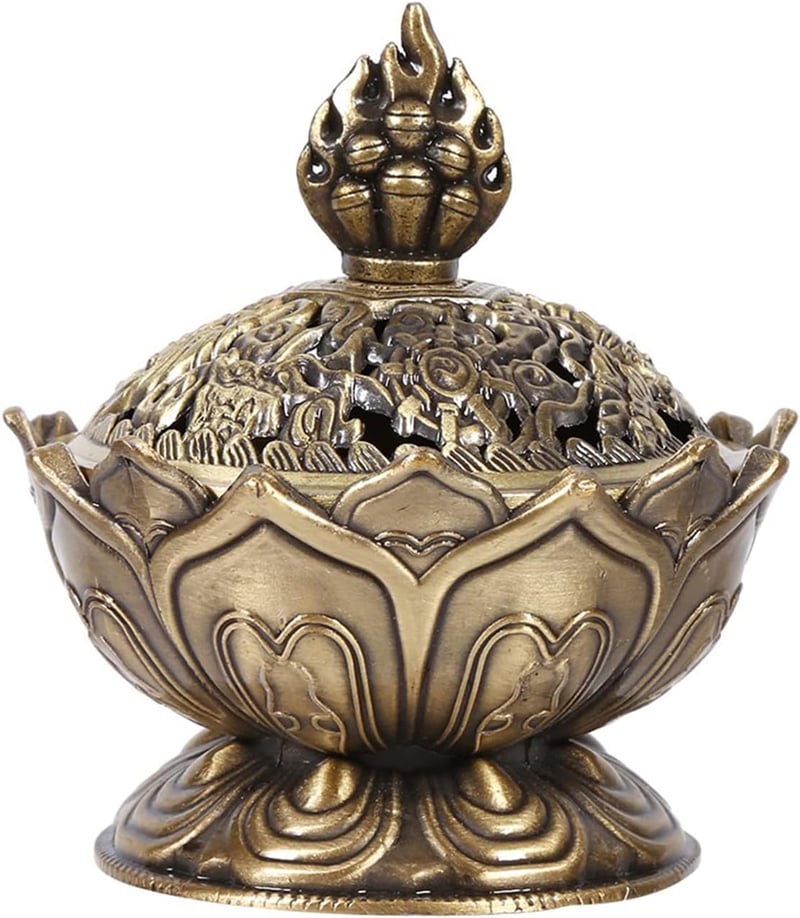 Vintage bronz füstölőtartó, visszafolyó füstölőkhöz, dekoratív