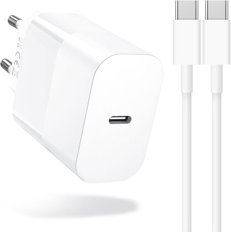 Amoner 30W USB-C Gyorstöltő + 2m Kábel - iPhone 16/15, Samsung S24/S23, iPad Kompatibilis PD 3.0 Hálózati Adapter Xiaomi Telefonokhoz