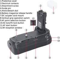 DSTE Infravörös Távirányítós Akkumulátor Markolat Canon EOS 6D DSLR Fényképezőgéphez, BG-E13 Kompatibilis, 2db LP-E6 Akkuval 4