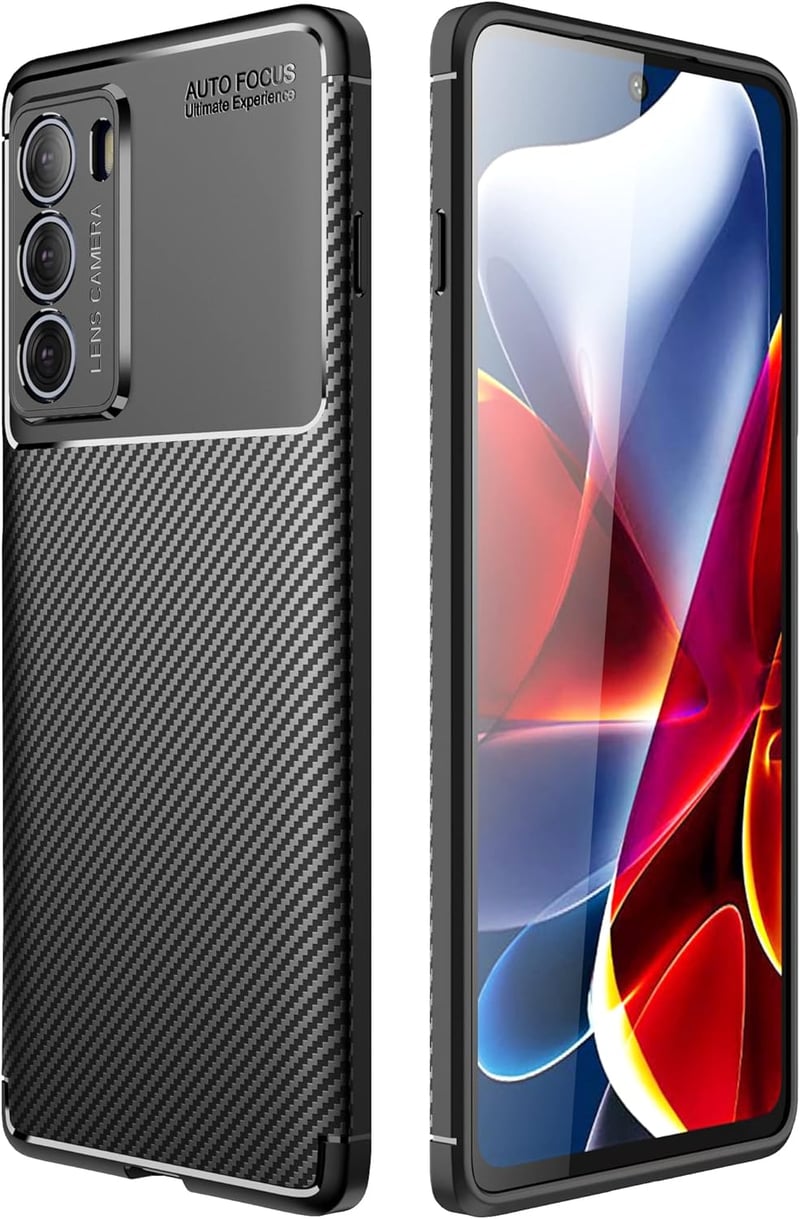 Motorola G200 5G szénszálas, ütésálló tok - koromfekete