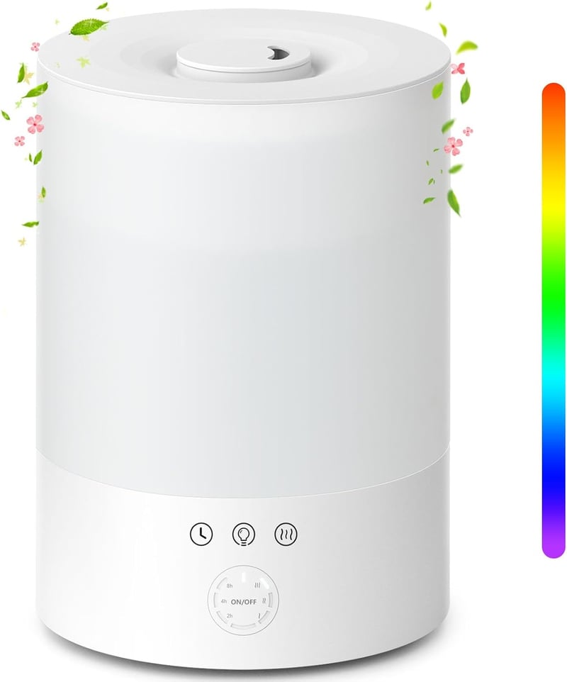 Maxcio 2,5L-es ultrahangos párásító, 3 ködmóddal, időzítővel és LED éjjeli fénnyel