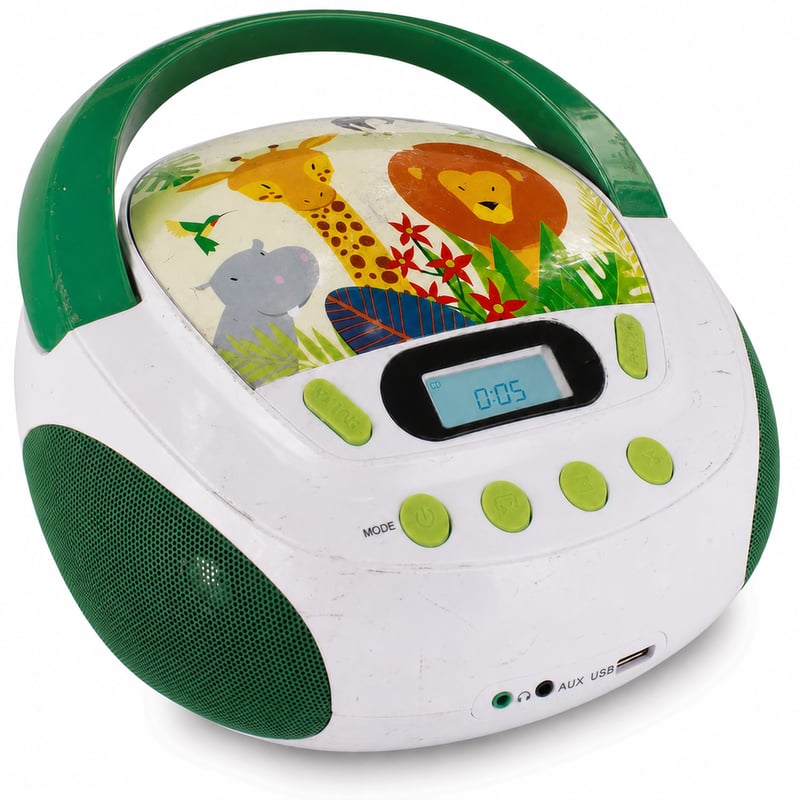 mooov Jungle dječji CD player sa zvučnikom, USB, AUX-IN, slušalice — Ogrebotine i znakovi trošenja na više mjesta (stanje: vidi 2. sliku)