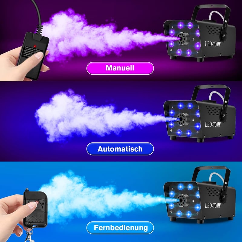Katomi 700W RGB LED ködgép, 13 színű effekttel, távirányítóval - Partikra, Halloween-re
