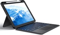 seenda iPad 10 Generációs Tok QWERTZ Bluetooth Billentyűzettel - 7 Színű Háttérvilágítás, Érintőpad, Tolltartó, Levehető Billentyűzet, 10.9" 1