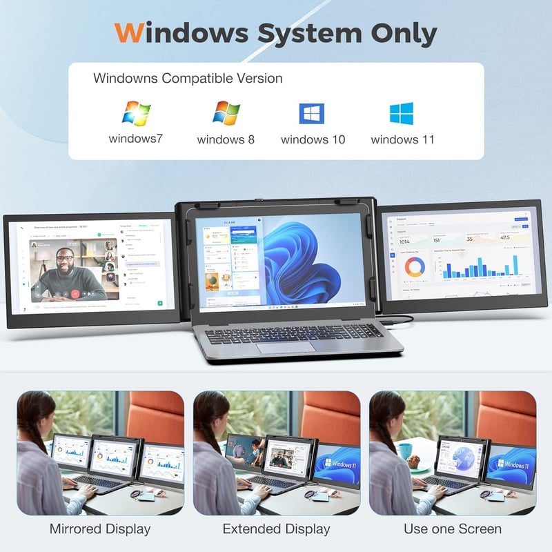 SMISEACOW 12" FHD IPS Hordozható Monitor Laptophoz, Telefonhoz és Játékkonzolokhoz
