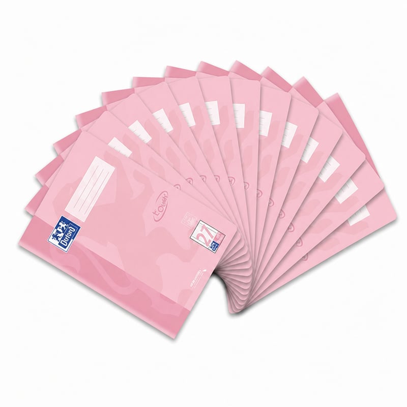 Caiet Oxford Touch A4, liniatură 27 (cu linii), pastel coral, set 14 bucăți (set parțial)