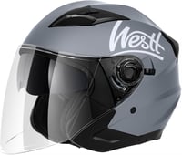 Westt Jet Bukósisak Dupla Napellenzővel - Motorkerékpár, Robogó, Chopper Félnyitott Sisak ECE DOT Tanúsítvánnyal, Szellőzőrendszerrel, XL-es méret, Szürke 2