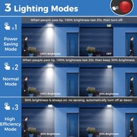 Peasur 348 LED-es Napelemes Kültéri Lámpa Mozgásérzékelővel - IP65 Vízálló, 3 Üzemmód, 5m Kábel, Hideg Fehér Fény, Falra Szerelhető 14